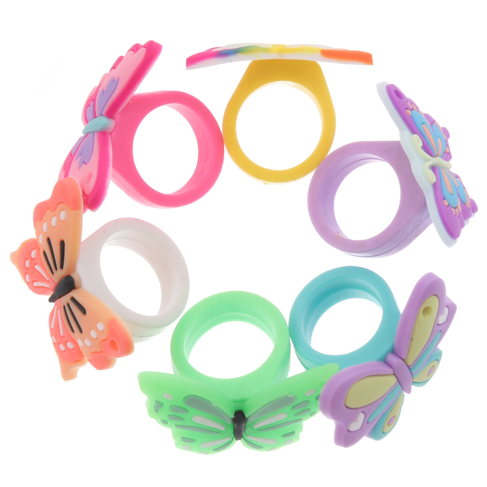 12 Pcs Butterfly Ring for Kids Classroom Prizes Toys Girls Cartoon Rings Pvc Finger Child