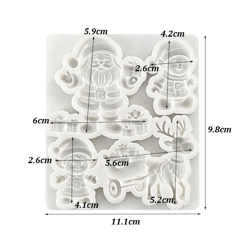 Reindeer Santa Claus Sleigh Elf Christmas Silicone Sugarcraft Mold Cupcake Baking Mould Fondant Cake Decorating Tools
