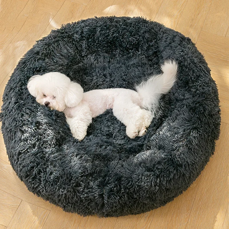 

Autumn and Winter Plush Donut Cat Litter Deep Sleep Kennel Small and Medium-sized Dogs and Cats Warm Cushion Pet Litter