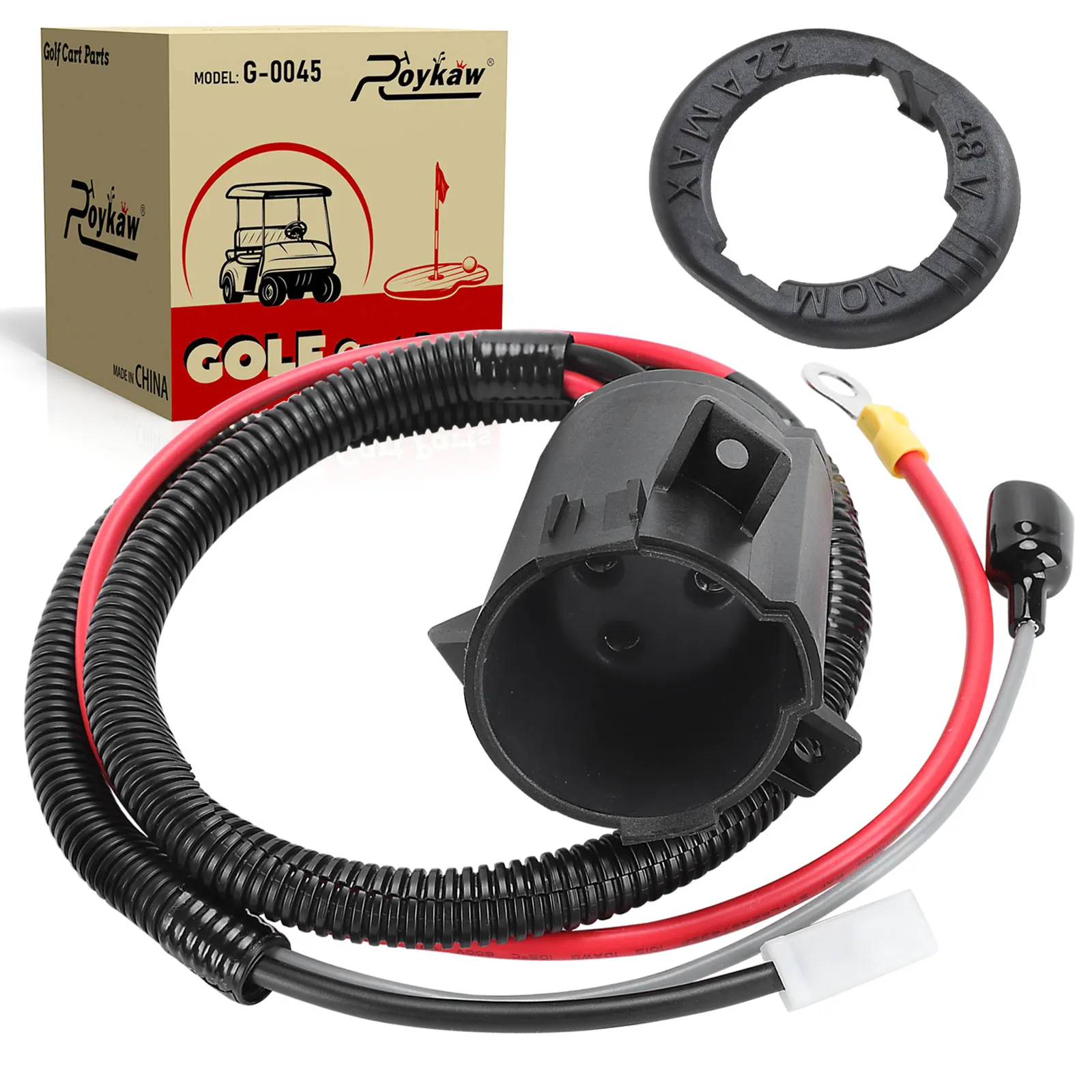 

Roykaw Golf Cart 48 Volt Charger DC Receptacle Kit for Club Car Precedent 2004-up, OEM#103375501,102510201,102516901