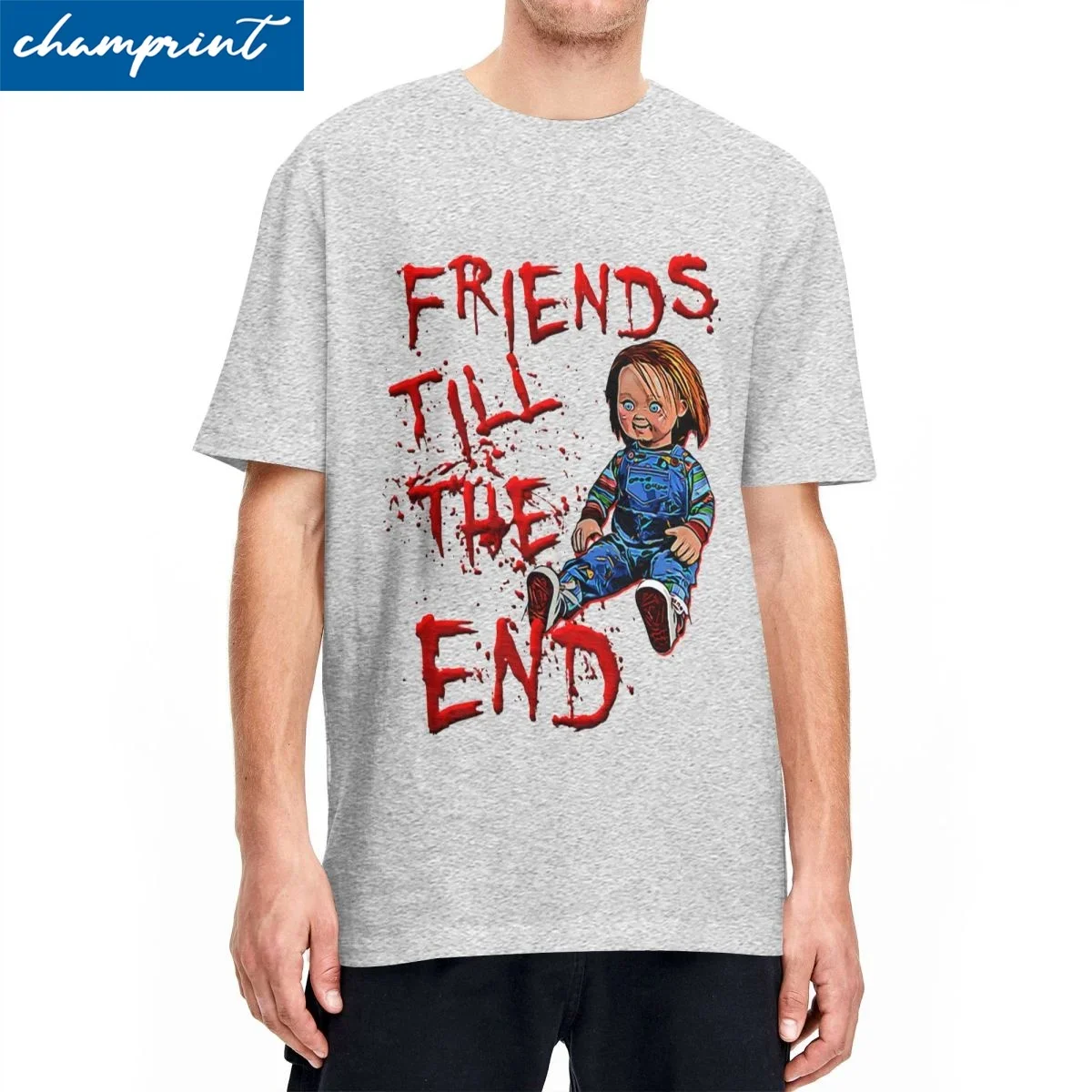 Vintage Friends Till The End Tshirt For Men Women Cotton Short Sleeve 80s Scary Horror Good Guy Chucky Round Neck Summer Clothes