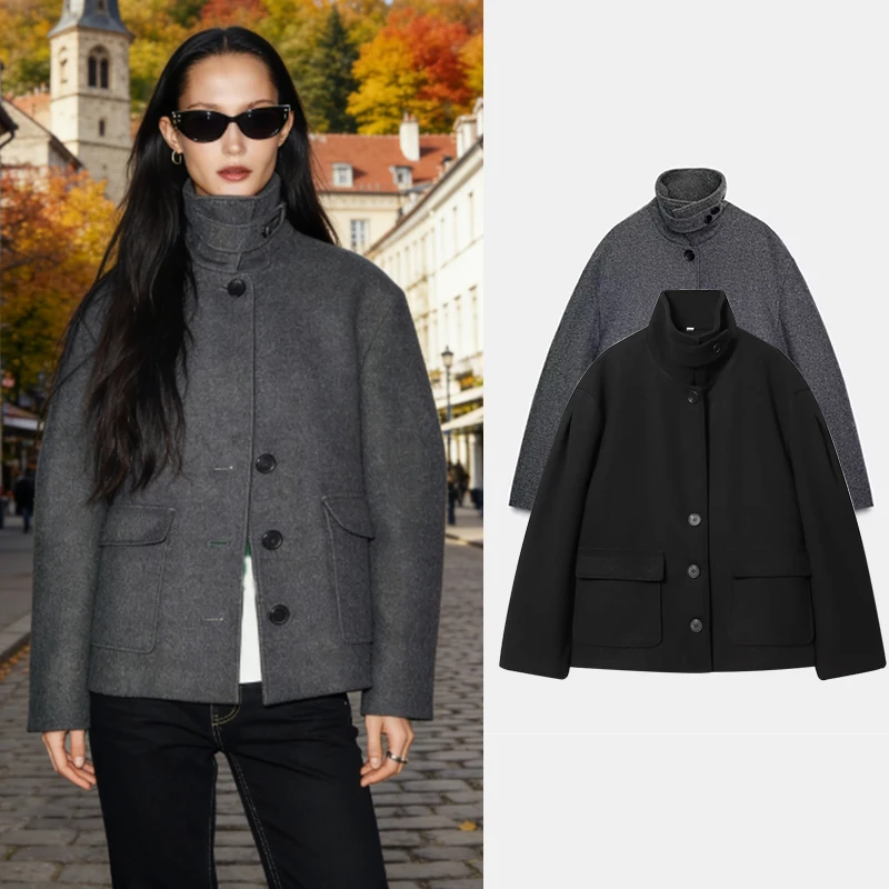 Tidalyf Women's Jacket Coats Spring 2026 New Fashion High-necked Loose Elegant Warm Coats Women Chic Street Youth Travel Jackets