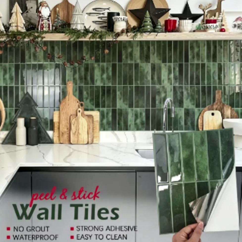 5-20PC Kitchen Waterproof Wall Tiles Stickers Heat Resistant Self-Adhesive PVC Panels for Bathroom Vanity Decor Home Improvement