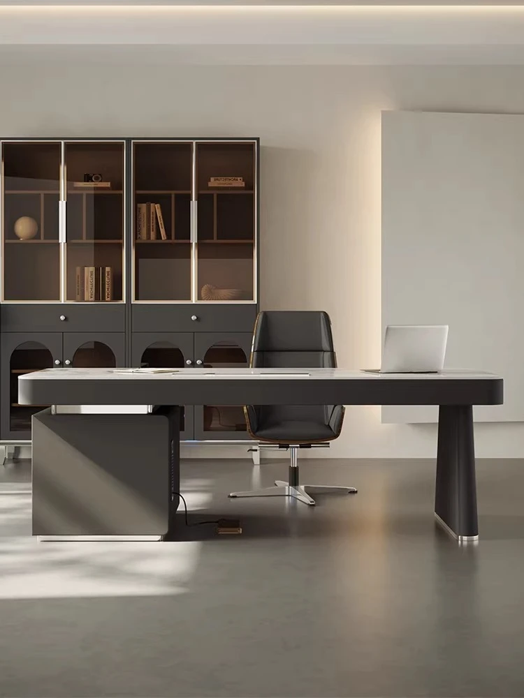 

Adult home high-end rock slab desk black light luxury computer desk desktop can be placed host