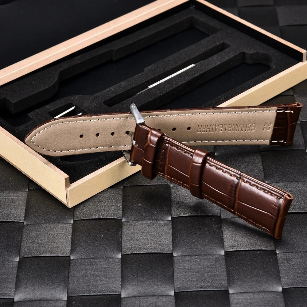 الخيزران الحبوب جلد طبيعي حزام الساعات 18 مللي متر 20 مللي متر 22 مللي متر 24 مللي متر الرجال النساء الأعمال جلد العجل حزام ساعة اليد مع صندوق هدية