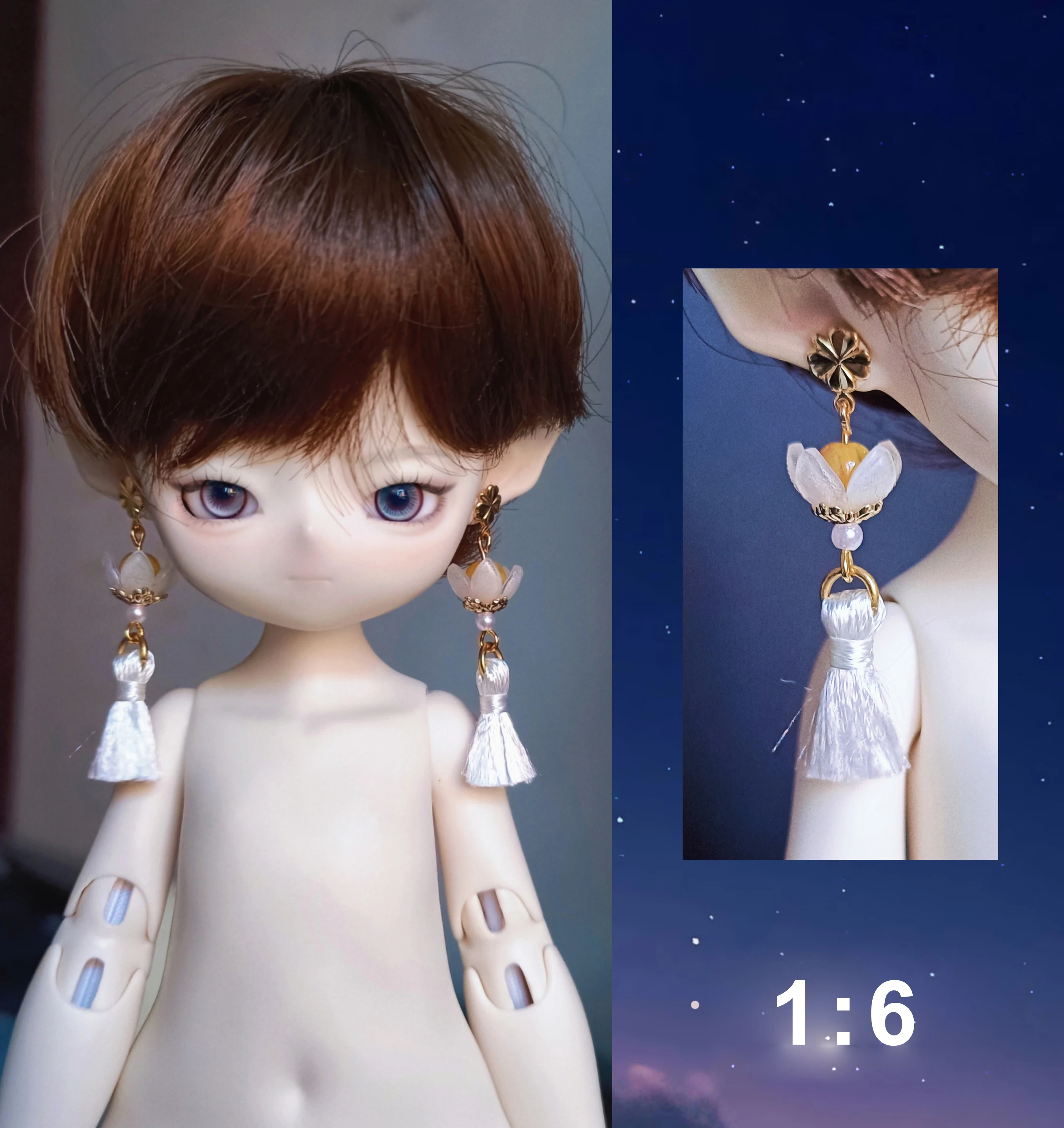 D04-A930เด็กของเล่น1/4 1/3 BJD ลุง SD ตุ๊กตา Photo Props Accessories ตกแต่งพู่สีสันต่างหู1คู่