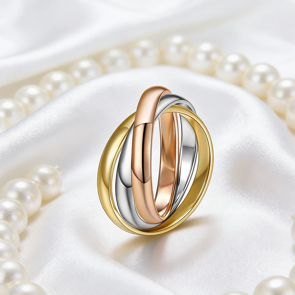 Fashion 3 Finger Ring Sets For Women Stainless Steel Wedding Engagement Rings for Couples Personalized Jewelry Wholesale image 5