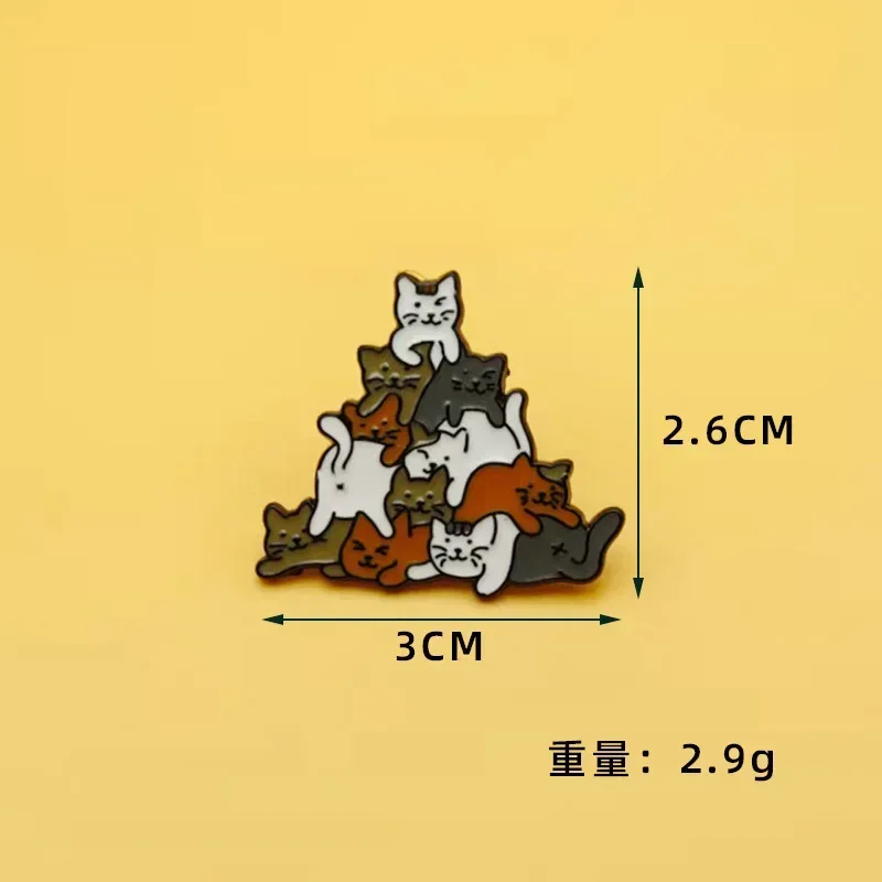 Group of Cats Overlapping Pin Cartoon Character Enamel Pins UFO Beaker Landscape Painting Jackets Brooch Jeans Lapel Pin