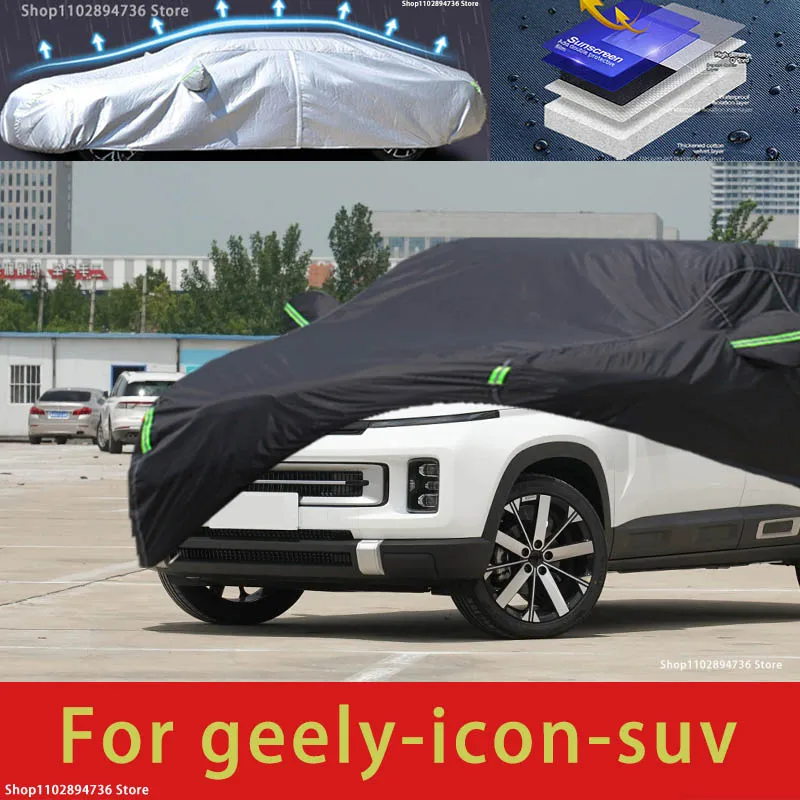 

For Geely Icon Fit Outdoor Protection Full Car Covers Snow Cover Sunshade Waterproof Dustproof Exterior black car cover