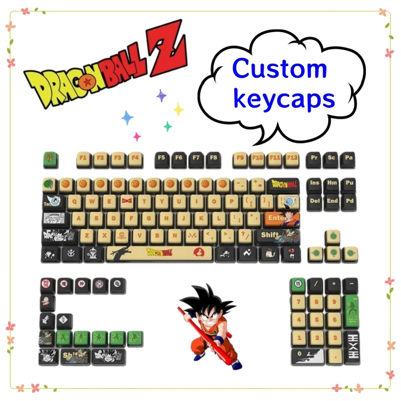 

Dragon Ball Son Goku Creative Personality Four-sided Transparent Cartoon Keycap High Color Value Cross Axis Keyboard Decoration