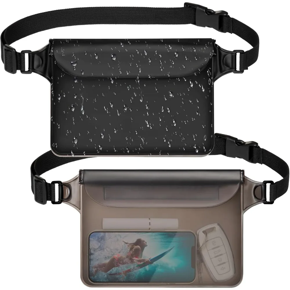 Waterproof Fanny Pack Triple Zipper Roll-Top Dry Bag Adjustable Waist Phone Passport Pouch Beach Kayaking Boating Cruise