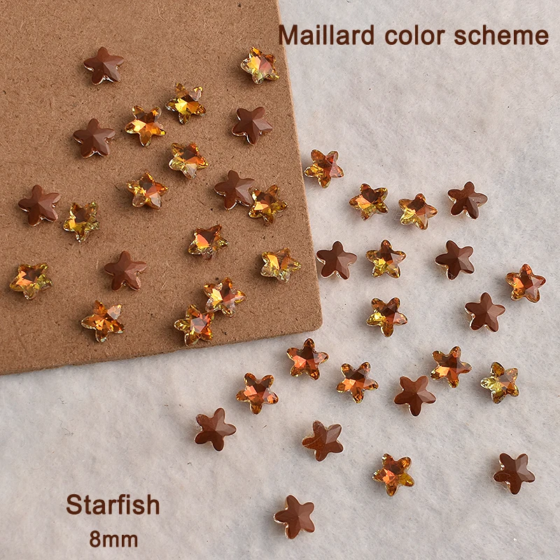 Mocha Maillard Mixed Shape Nail Art Rhinestone  Brown Sharp Bottomed Crystal Glass Manicure Decoration 30/100PCS