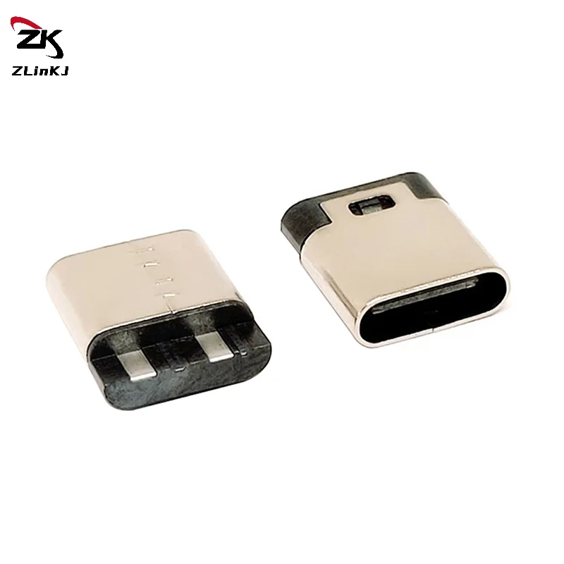 5Pcs Type-C 3.1 USB Jack 2Pin Welding Wire Female Connector Straight For Mobile Phone Charging Port Charging Socket Interface
