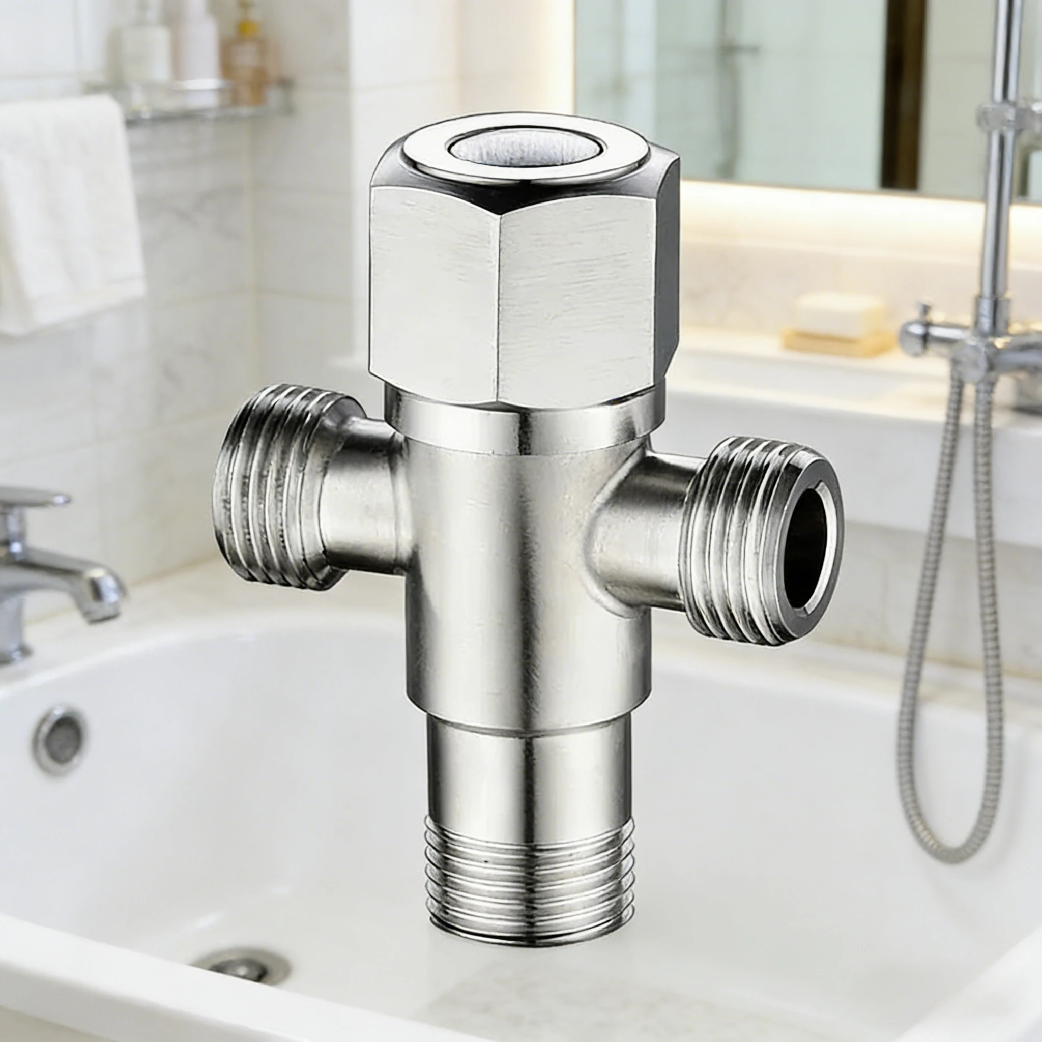 

Bathroom quick-opening triangle valve, stainless steel two-way angle valve G1/2 thread, faucet water inlet accessories