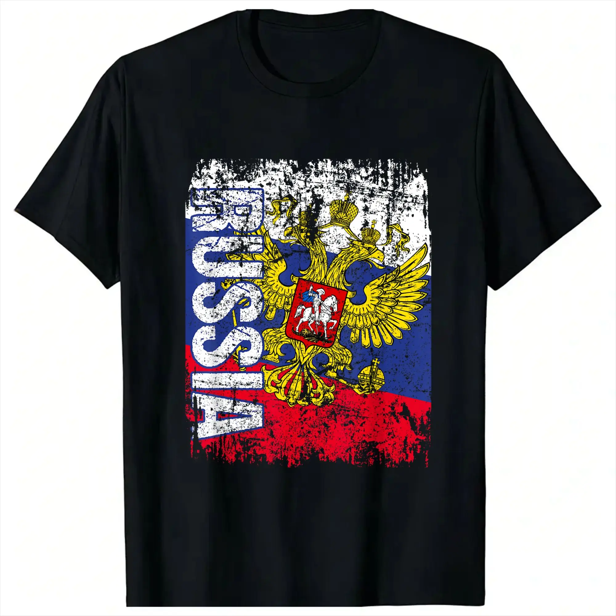 Mens T Shirt RUSSIA Flag T Shirts Harajuku  Summer Tees Vintage 100% Cotton Tops Gift