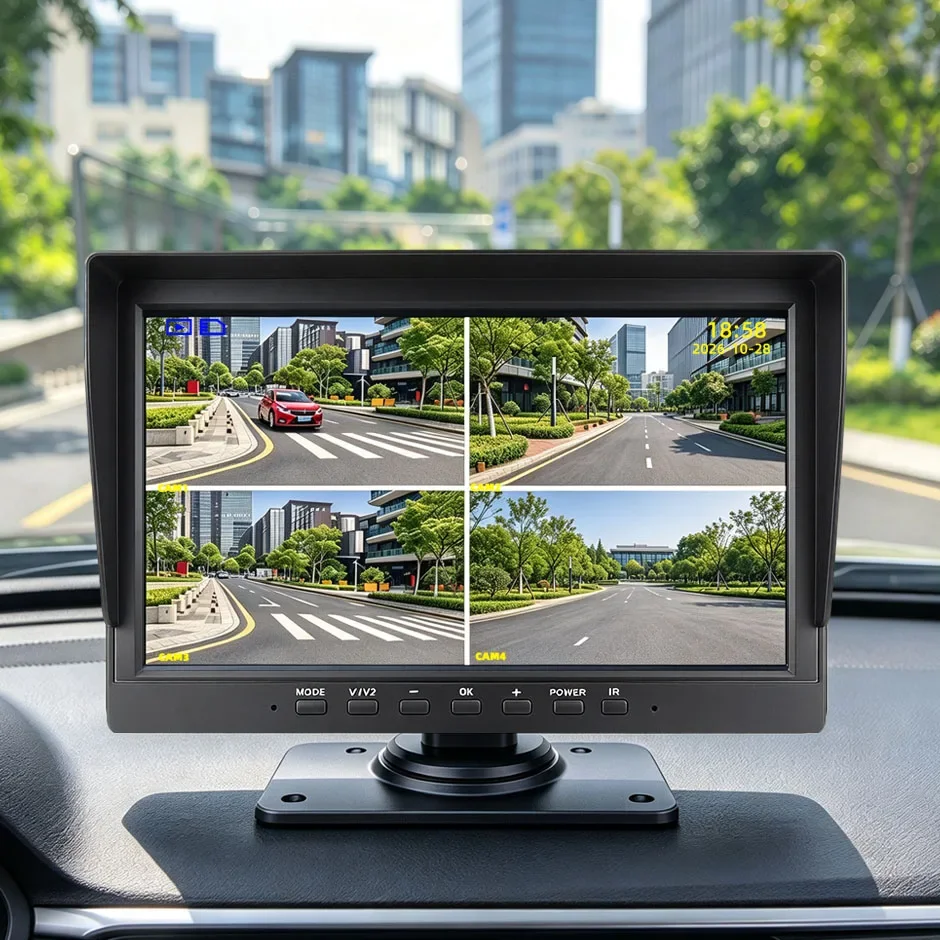 10-inch 4CH IPS Screen DVR Recorder Monitor Blackup Camera Box with AHD1080P Parking Cam for Truck/Trailer/Bus/Pickup***