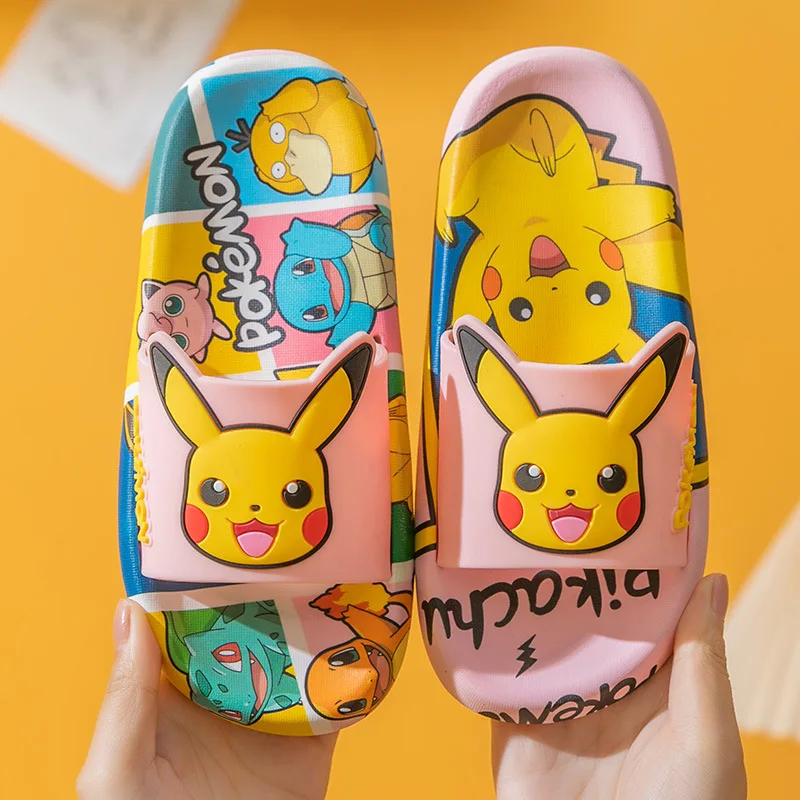 Pokemon Pikachu Children Non Slip Slippers Cartoon Summer Creative Kids Sandals Home Bathroom Anti Slip Boys Girls Slippers Gift