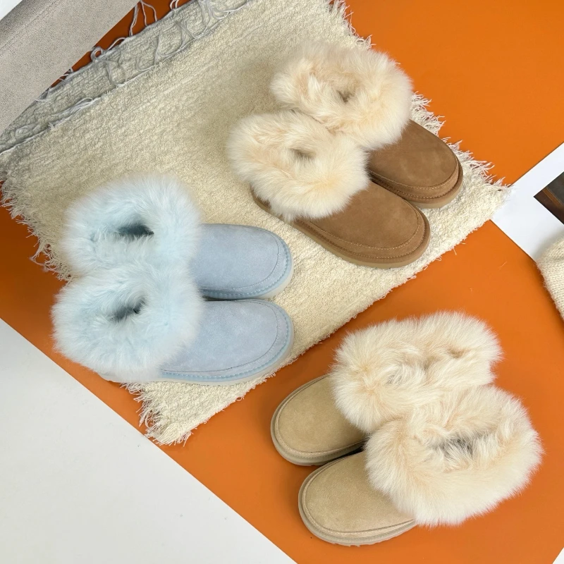 

2025 New Women's Fashion Warm Plush Waterproof Snow Boots with Suede Sanding Texture By A Famous Luxury Designer As A Versatile