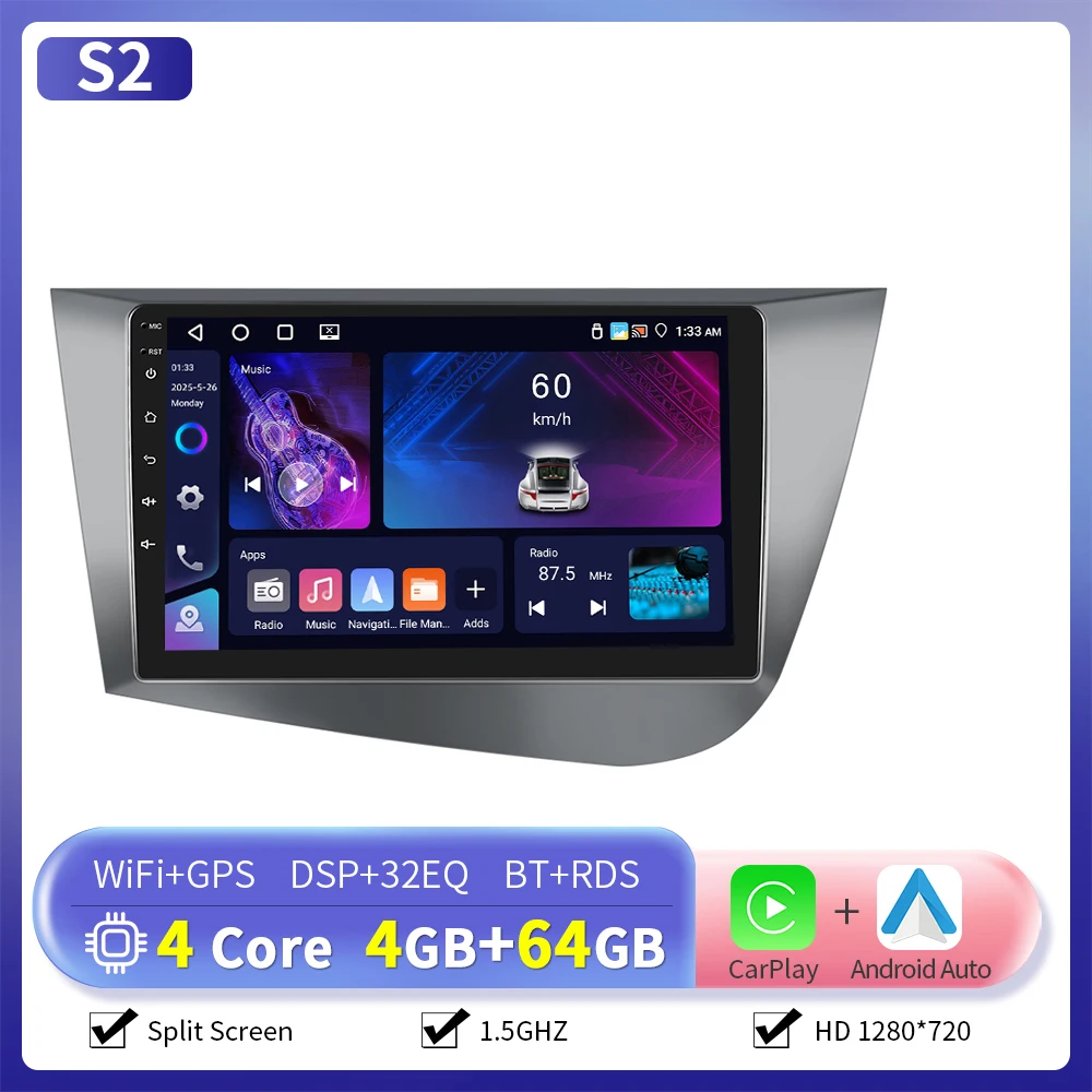 Camecho 6 + 128G Auto Radio Für SEAT LEON 2005-2012 (LHD) drahtlose CarPlay Android Auto Auto Intelligente Systeme 2 Din Autoradio GPS 8