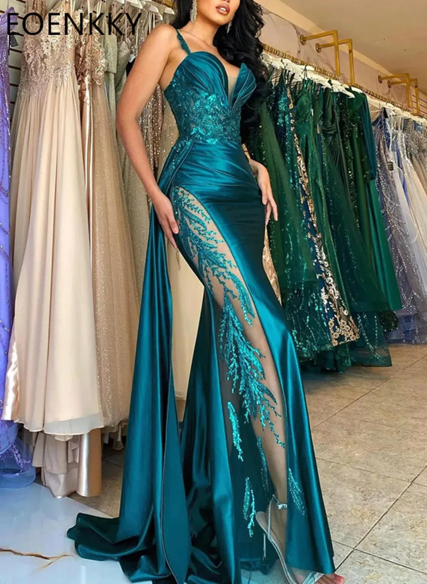 Customized Lace Applique Prom Dress V-Neck Italian Strap Side Split Wedding Party Dresses Formal Occasion Evening Dresses Women