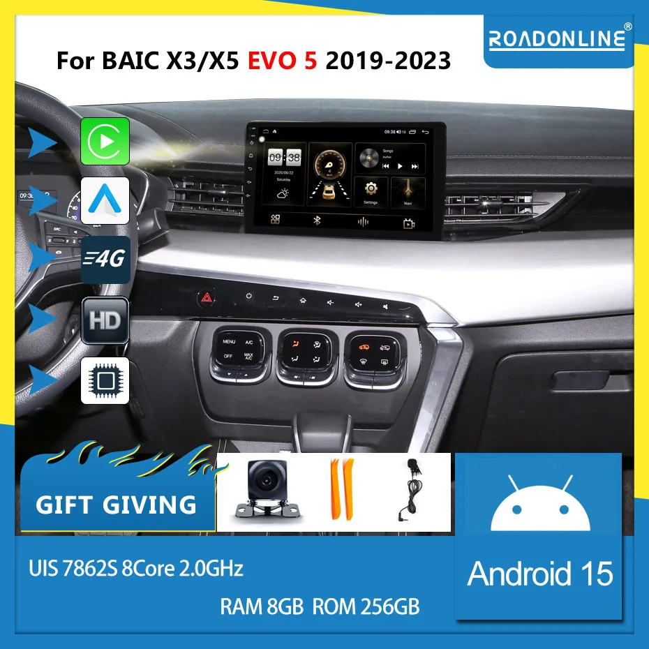 

For BAIC X3/X5 EVO 5 2019-2023 1280*720 Resolution UIS 7862S 8-core 8+256gb Car Navigation CarPlay Car Radio Multimedia player