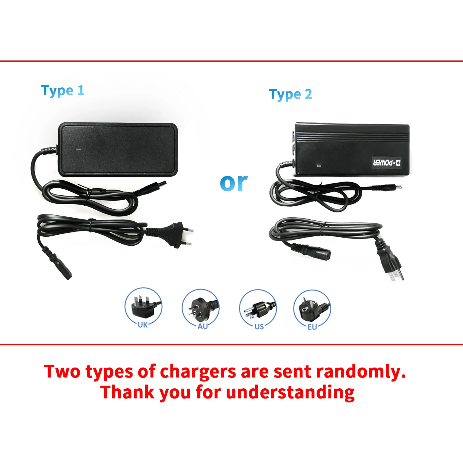 Electric Bicycle Charger 36v/48v/52v 2A 3A AU/EU/US/UA Ebike Battery Charger with DC2.1 Socket for 36/48/52v Lithium Battery