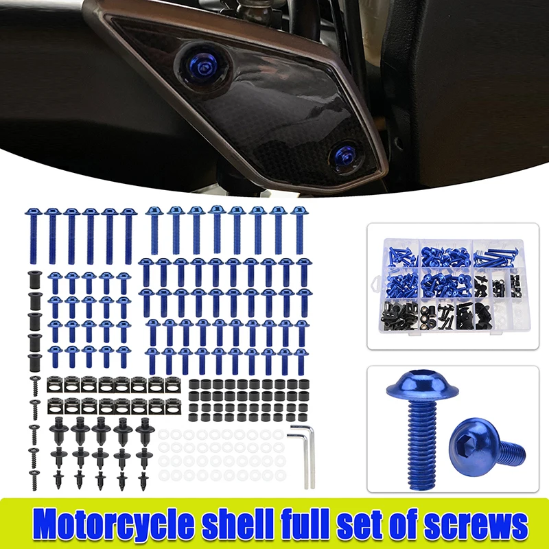 

193pcs/set Motorcycle CNC Bodywork Screw Full Fairing Bolt Kits Fairing Bolts Screw Fastener Clip Universal For Honda Yamaha ect