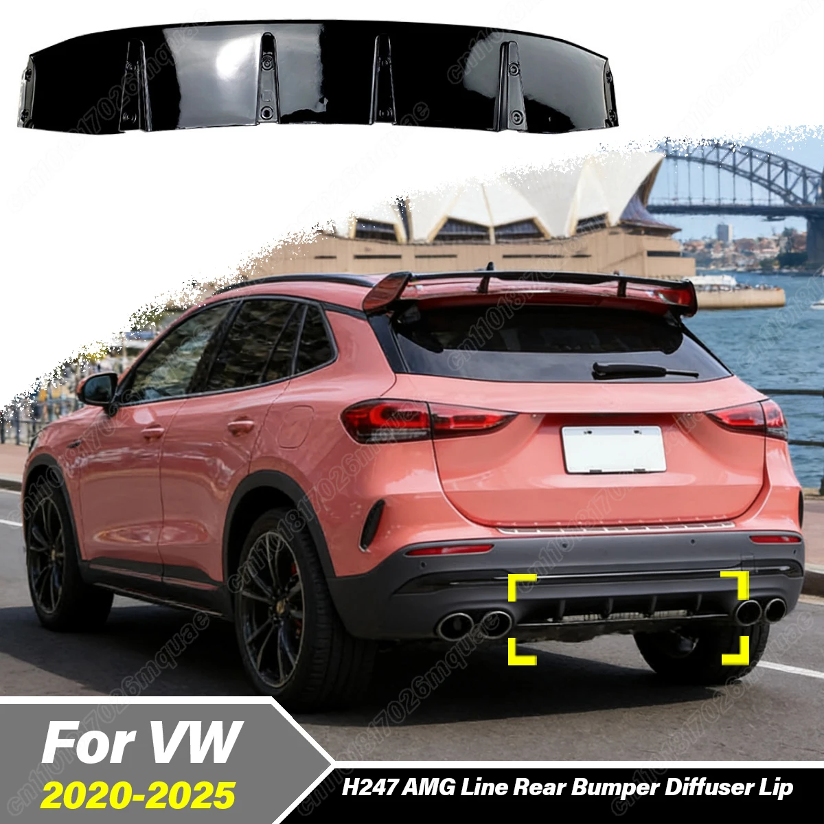 

Для Mercedes-Benz H247 GLA180 GLA200 GLA220 GLA250 GLA35 GLA45 2020 2021 2022 2023 2024 2025: Комплект спойлеров-накладок на задний бампер автомобиля