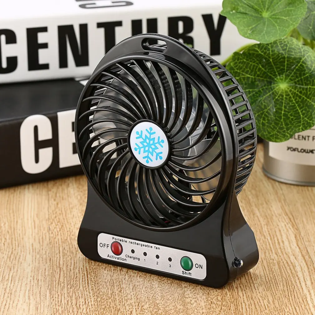 Mini LED Fan Air Cooler Silent Small Fan USB Charging Desktop 3 Mode Speed Regulation LED Lighting Function For Home Office