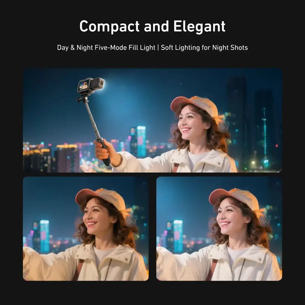 Mini Selfie Light Adjustable Brightness Quick Release Action Camera Light Waterproof Fill Light for DJI Action 4/5 Pro