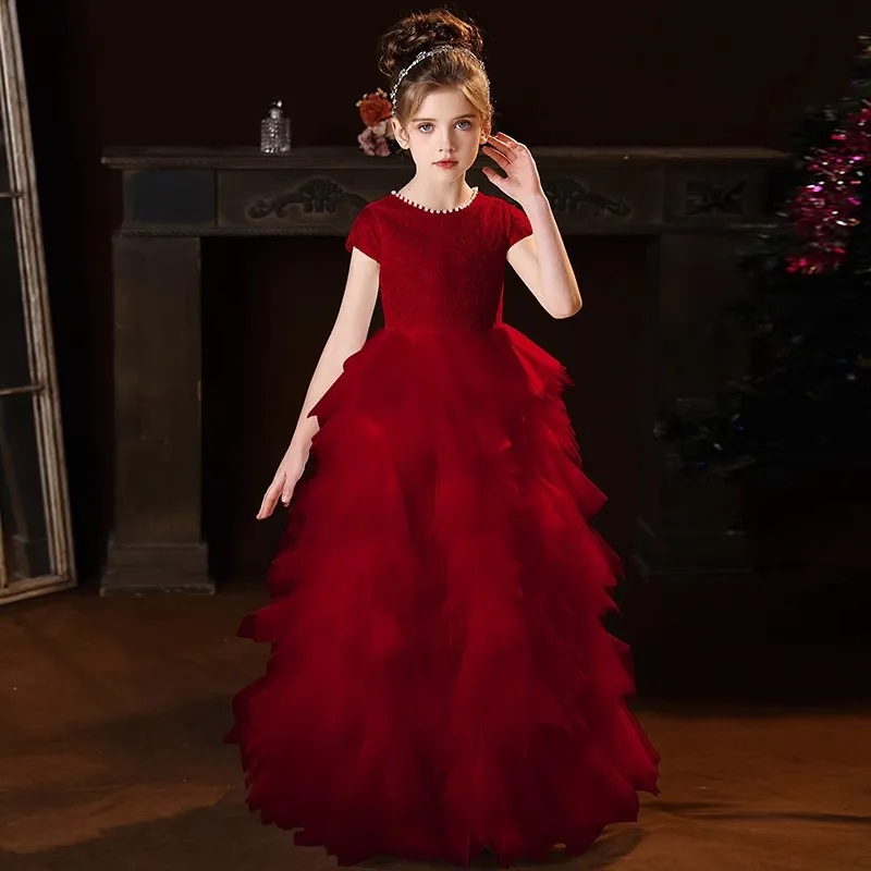 

Children's dress princess dress 2025 autumn new sleeveless fairy style fluffy gauze runway piano performance cake dress