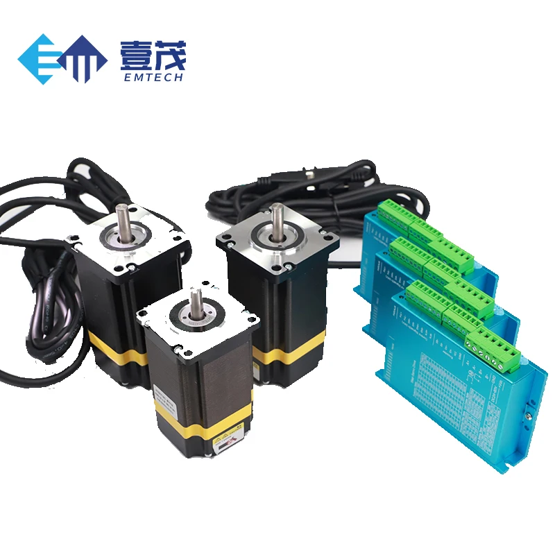 

EMTECH 60 мм Серия Гибридный NEMA 24 Шаговый серводвигатель Комплект управления Драйвер Комплект ЧПУ DC48V 4 Нм Крутящий момент Сертифицированный CE 2-фазный