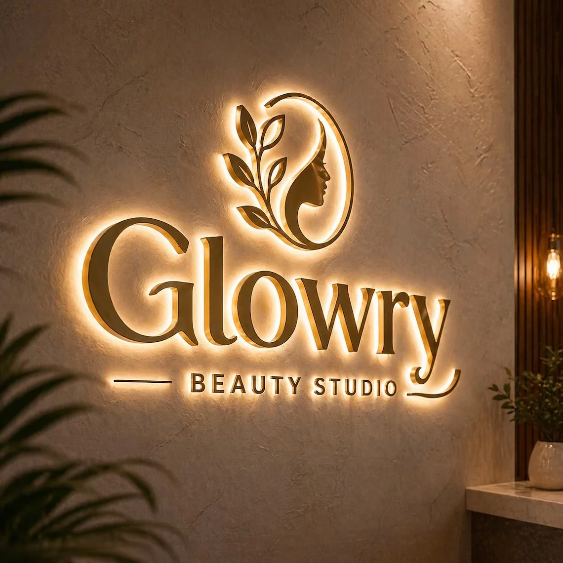 Custom LED Illuminated Letters 3D Metal Stainless Steel Business Logo Backlit Sign For Beauty Salon Spa Nail Clinic Outdoor