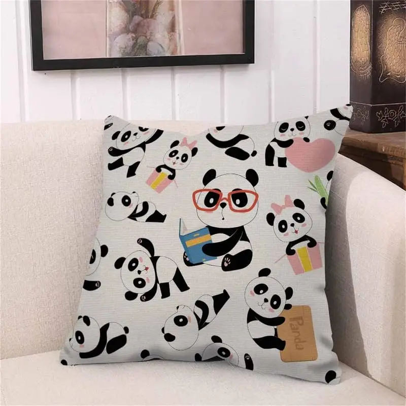 Throw Pillow Covers Panda Asia Bear Animals Pillow Case 18x18 Inch Cushion Cover for Home Party