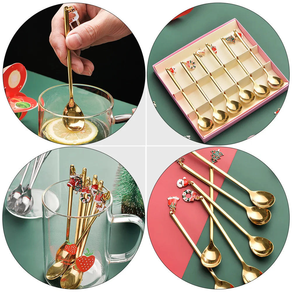 

1Set Christmas Elements Spoons Forks Kit Exquisite Compact Wear Resistant Corrosion Resistant Multi Functional Table Decor