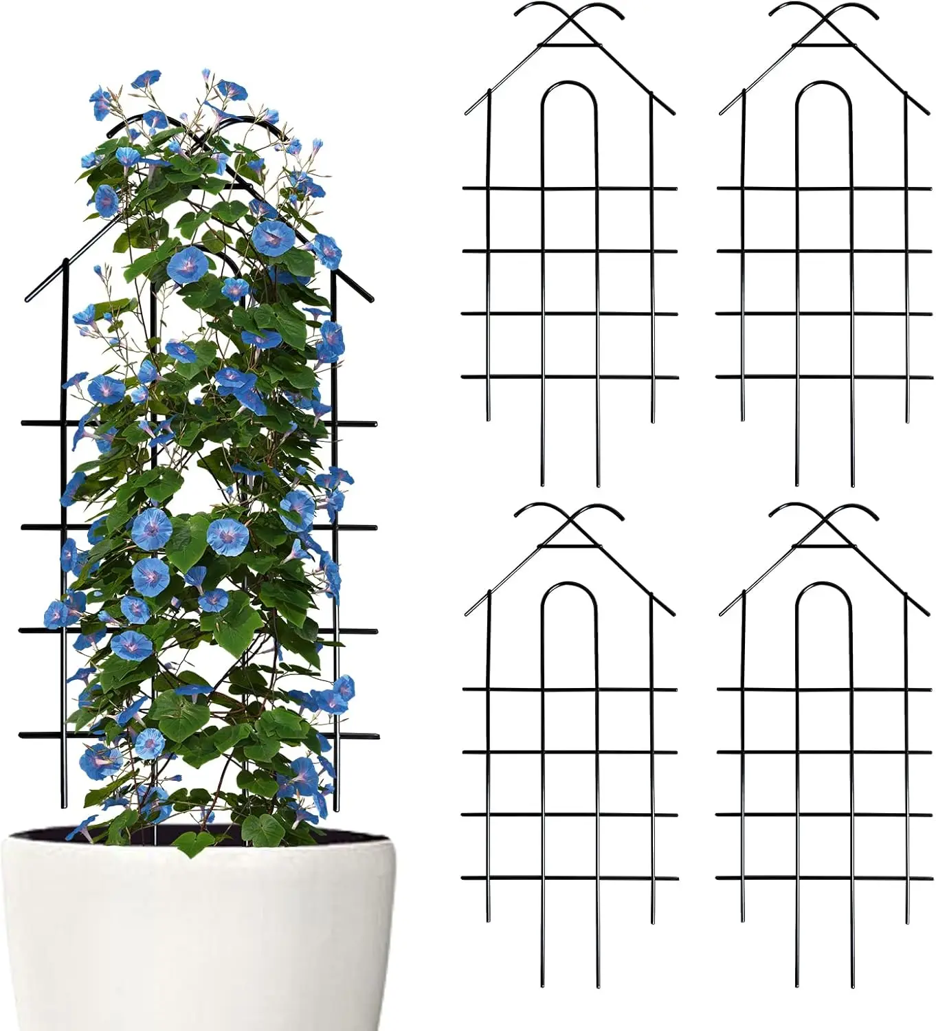 

40'' Metal Garden Trellis Indoor/Outdoor Sturdy Plant Trellis for Potted Plants,House Plants, Climbing Vines, Pack of 4, Black