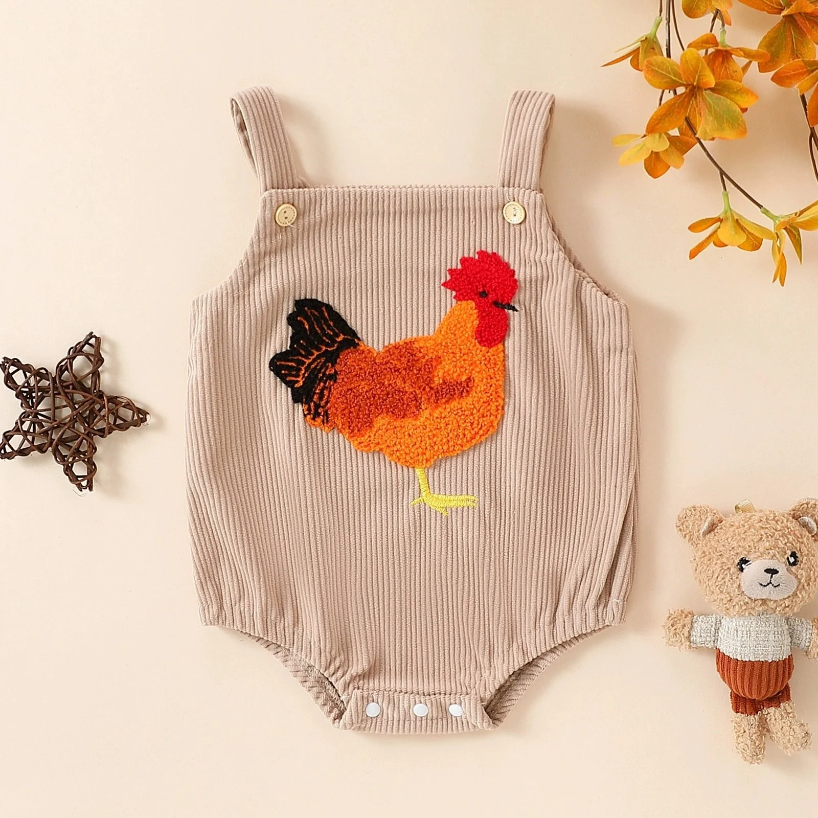 

Summer Baby Girls Rompers Cute Chicken Print Romper Cotton Fabric Sleeveless Strap Newborn Infant Overalls Jumpsuit Clothes