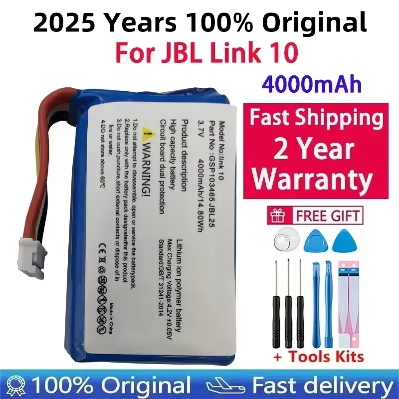 Speaker Battery For JBL Link10 Loudspeaker, Bluetooth Battery, 100% Original,GSP103465,4000mAh,Fast Shipping,2025 Years