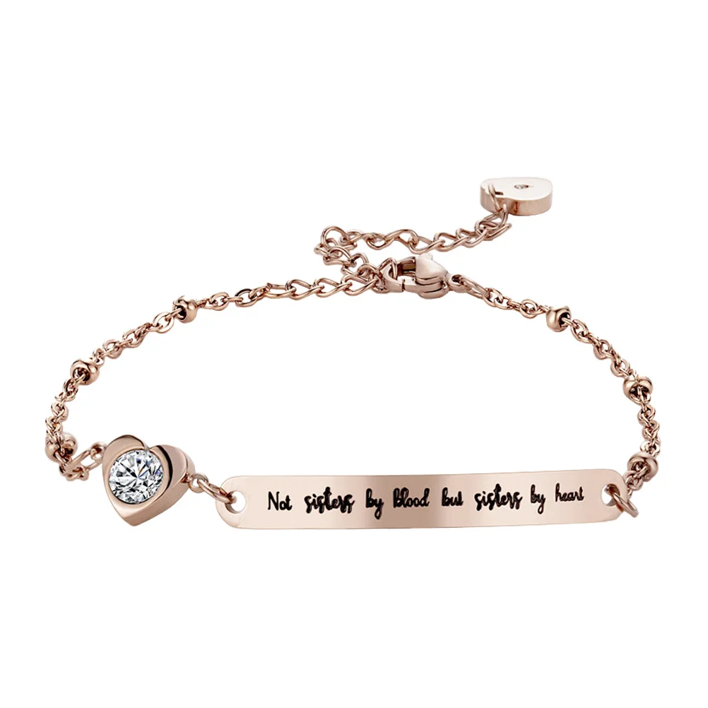 

1 Piece Titanium Steel Bracelet Adjustable Lettering Design Not by Blood But by Bangle Gift for Women Rose Golden