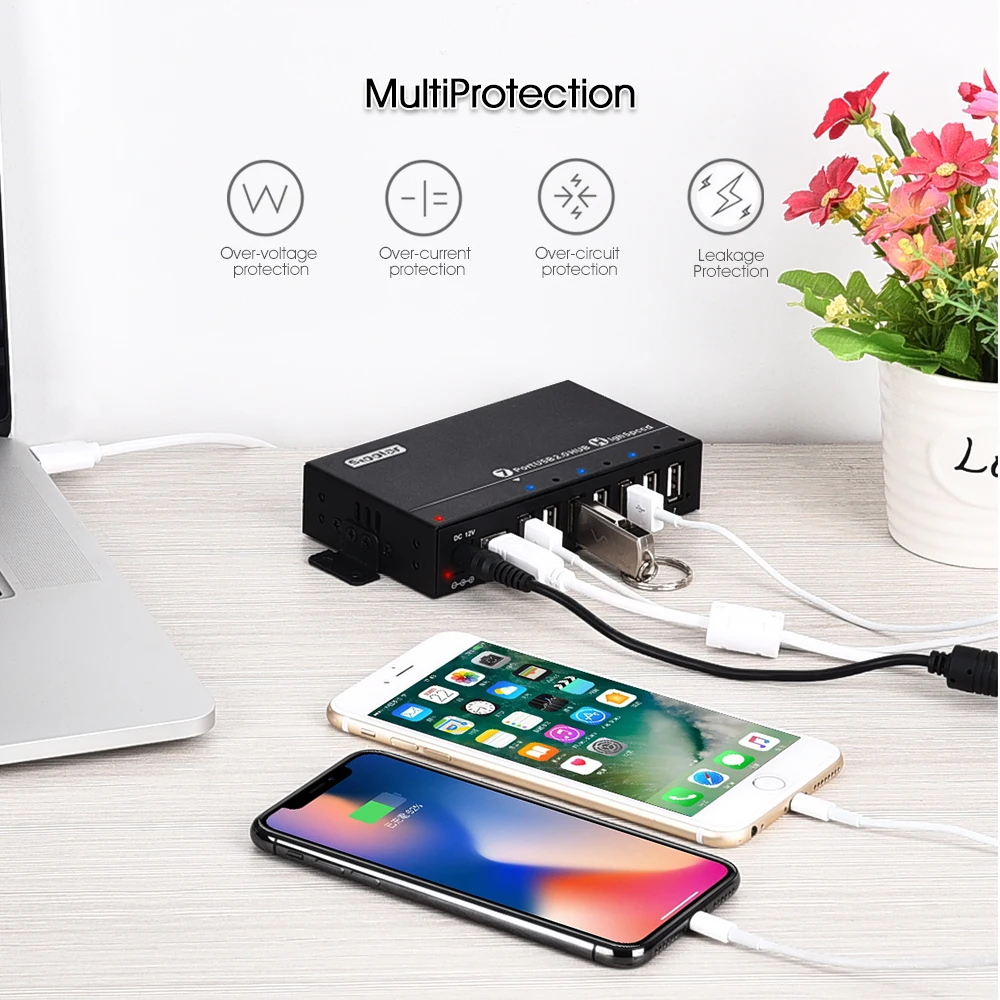 Sipolar A-172 7 Port Usb 2.0 Hub for Compture Accessories  Usb Docking Station