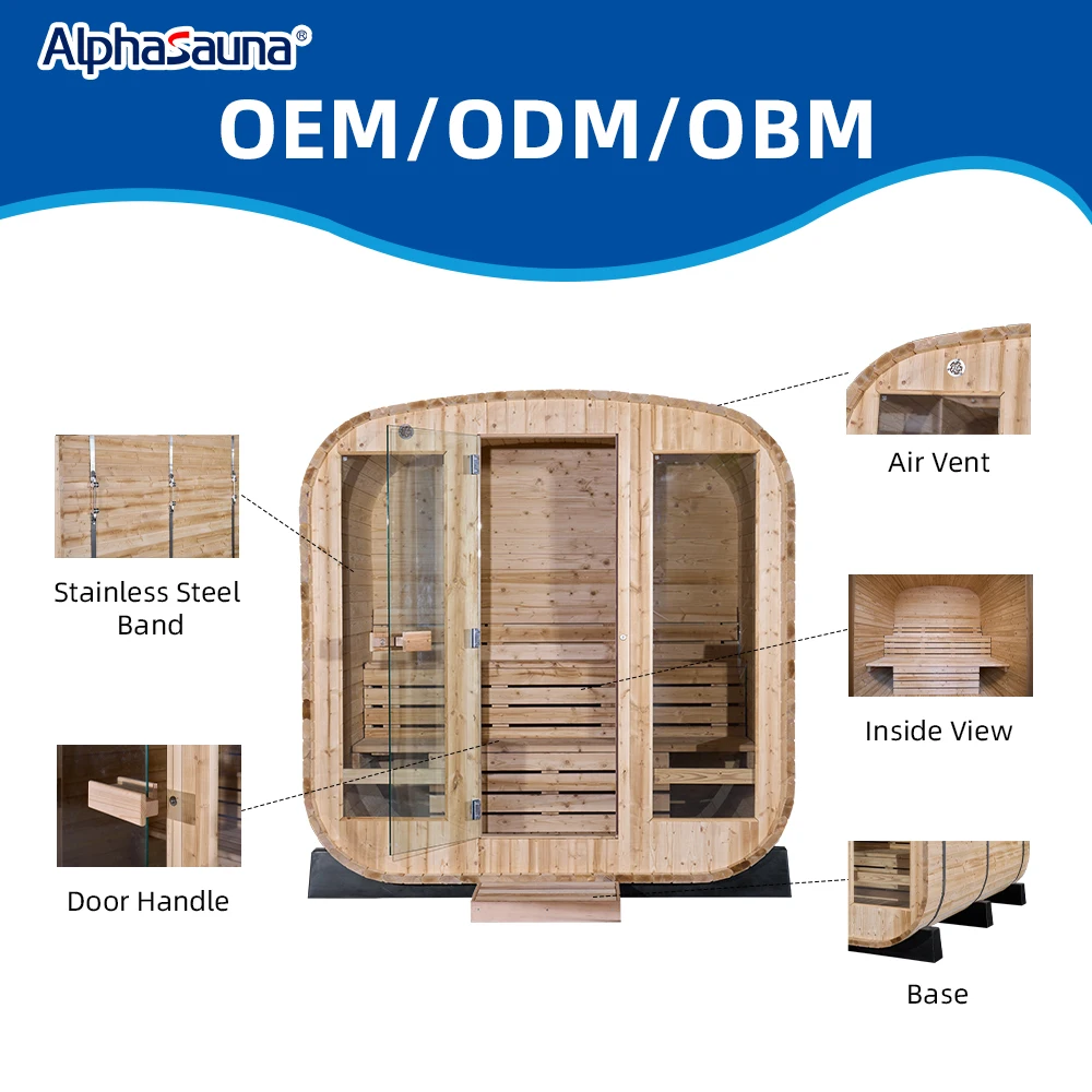 Outdoor SaunaNew Pure Canadian Red Cedar Wooden Hot Rock Outdoor Cube Sauna 3 Person