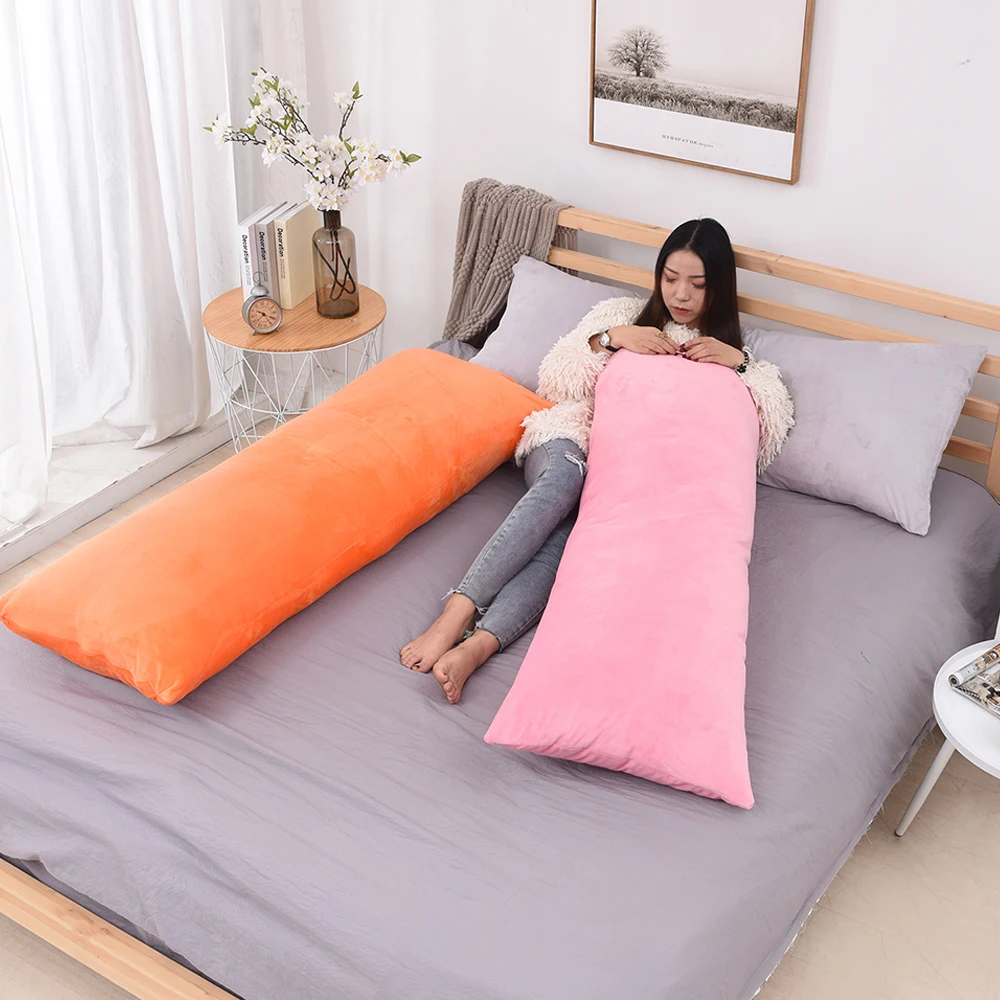 Custom 50x70/50x137/50x152cm Velvet Long Pillowcase Soft Plush Contoured Cushion Cover Bedside Pillow