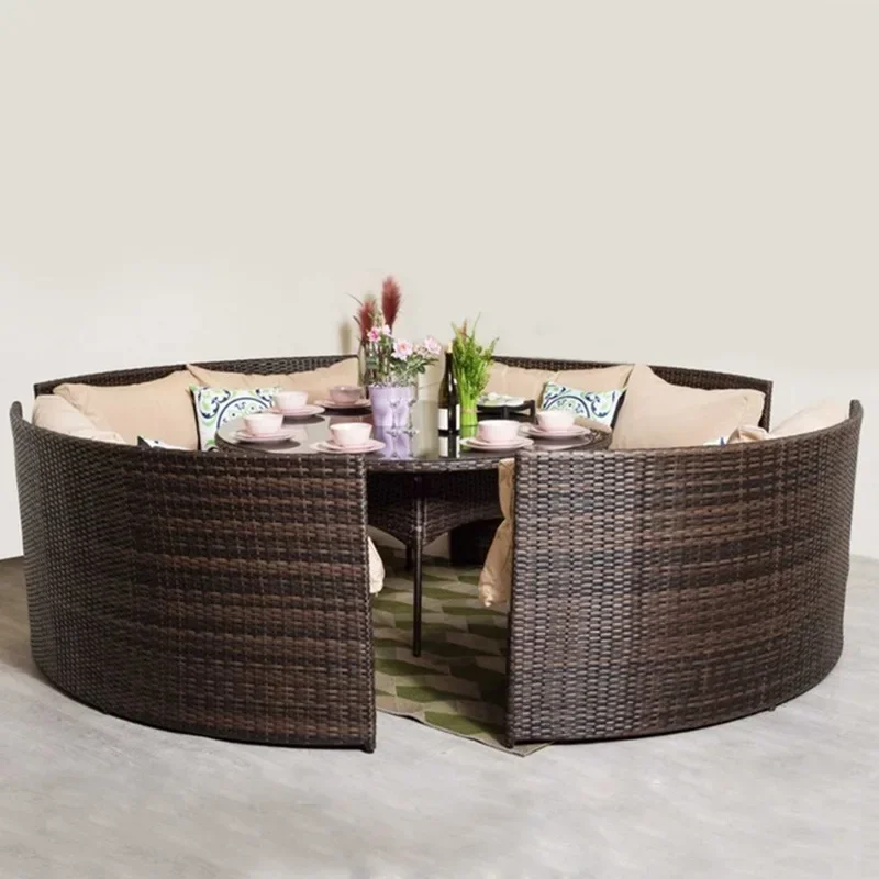 OBMNordic outdoor courtyard rattan sofa sun room open-air, rattan chair, outdoor garden rattan round sofa