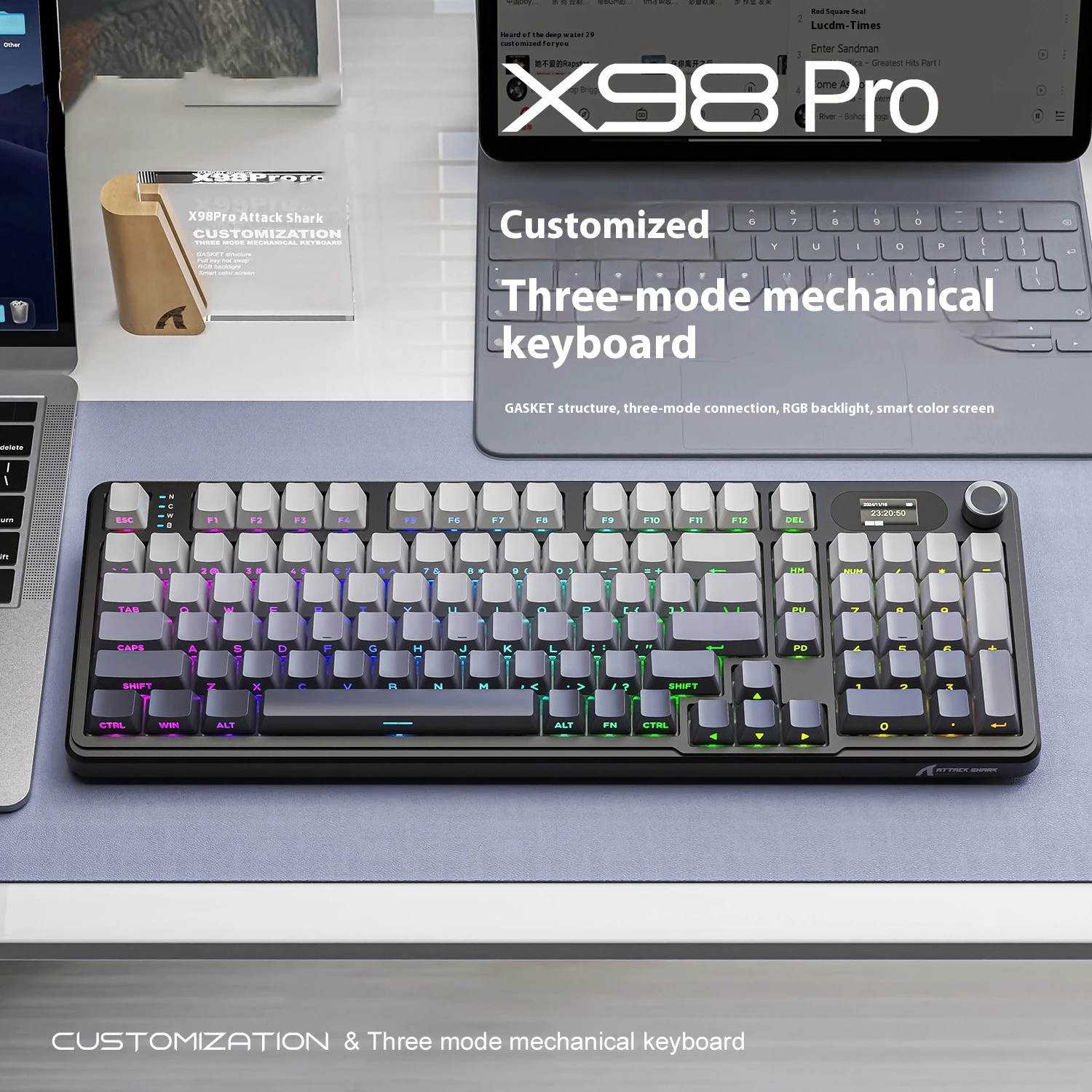 

Клавиатура Attack Shark X98Pro 3-го поколения RGB | Bluetooth Беспроводная | Экран | Изготовленная на заказ игровая механическая