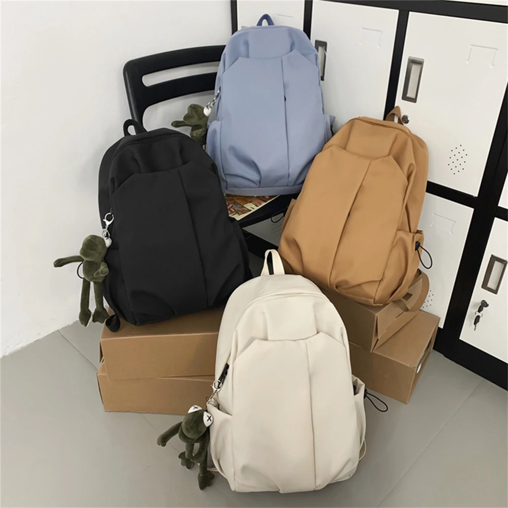 Mochila de Color sólido para mujer, mochilas escolares con múltiples bolsillos para adolescentes, mochila antirrobo para ordenador portátil, bolsa de viaje informal Unisex