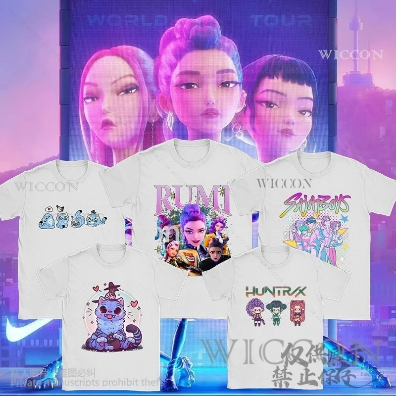 

KPop Demon Cosplay Anime Movie Kawaii Cartoon Tshirt Fanart Summer Print Breathable Cotton Cute Jirai Kei Girls Halloween 코스프레