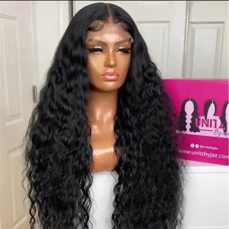 Peluca frontal de encaje rizado para mujeres negras, pelo de bebé sin pegamento, resistente al calor, prearrancado, 26 pulgadas, 180de densidad, negro Natural, diario