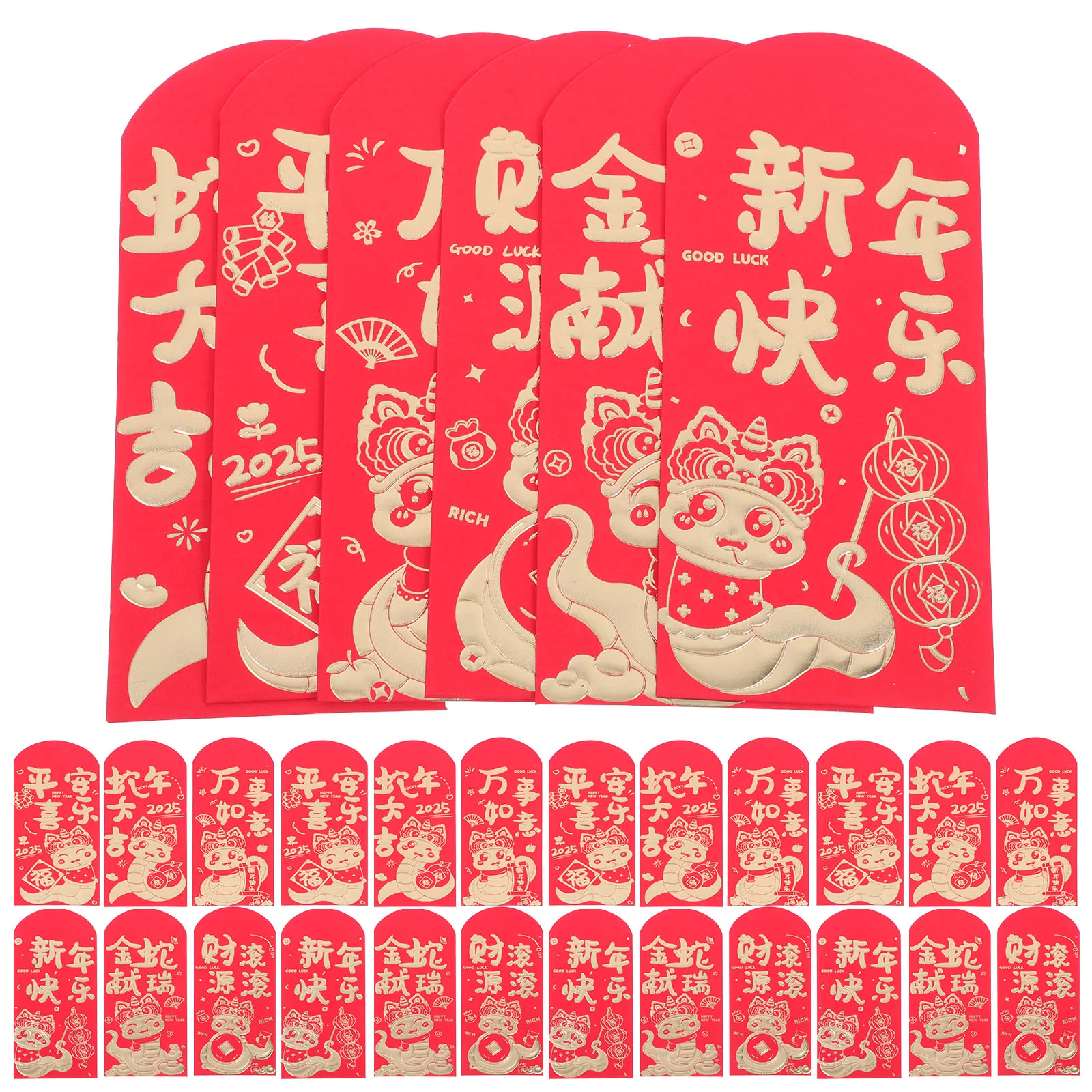 

30pcs Red Envelope Year of Snake Sturdy Paper Bright Colored Chinese New Year Envelopes Money Packets Cash Greeting Card