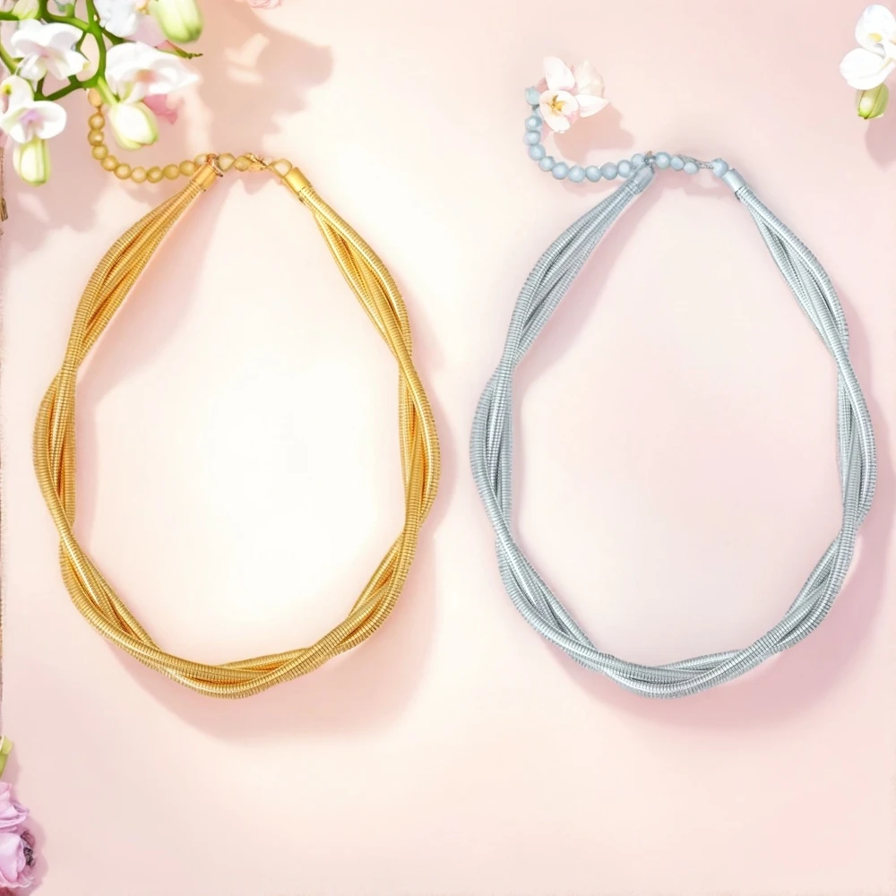 

Women's Necklace Three Strands Wrapped Around It Stainless Steel Necklace Fashionable and Versatile Jewelry Accessories