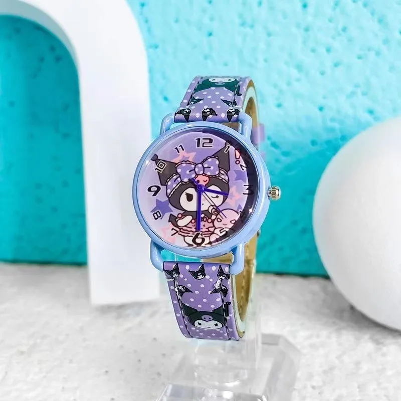 Sanrio Quartz Watch Kawaii Anime Melody Kuromi Cinnamoroll Pompompurin StellaLou Watches Cute Cartoon Birthday Gifts for Kids